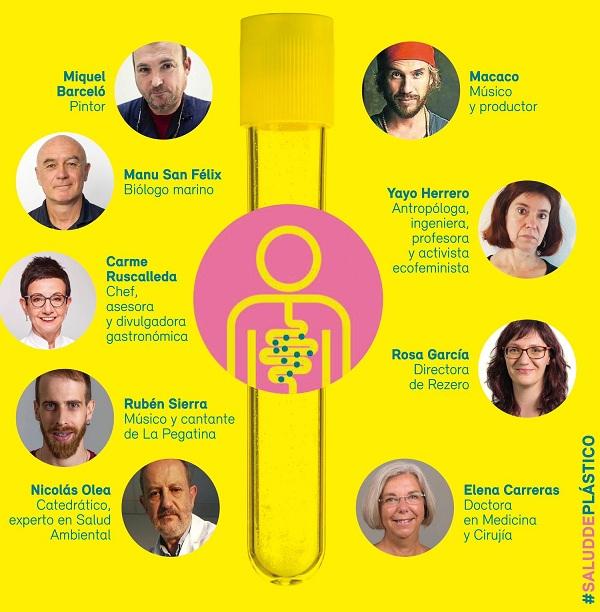 Algunas de las personalidades que apoyan la campaña 'Salud de plástico' Algunas de las personalidades que apoyan la campaña 'Salud de plástico'.