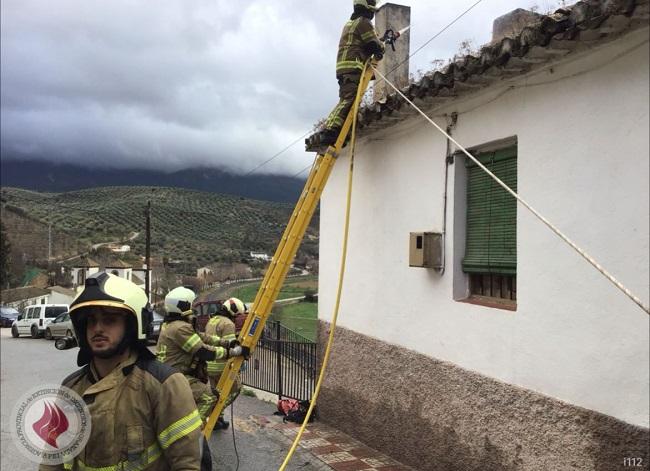 Foto: Diputación Bomberos interviniendo este martes en Iznalloz.