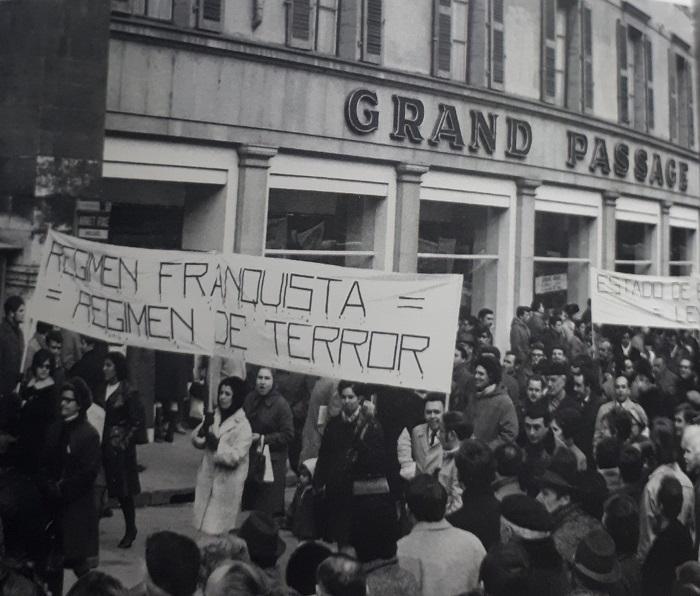 Los españoles en Ginebra (Suiza) se manifiestan contra el Estado de Excepción de 1969. Diego González. 