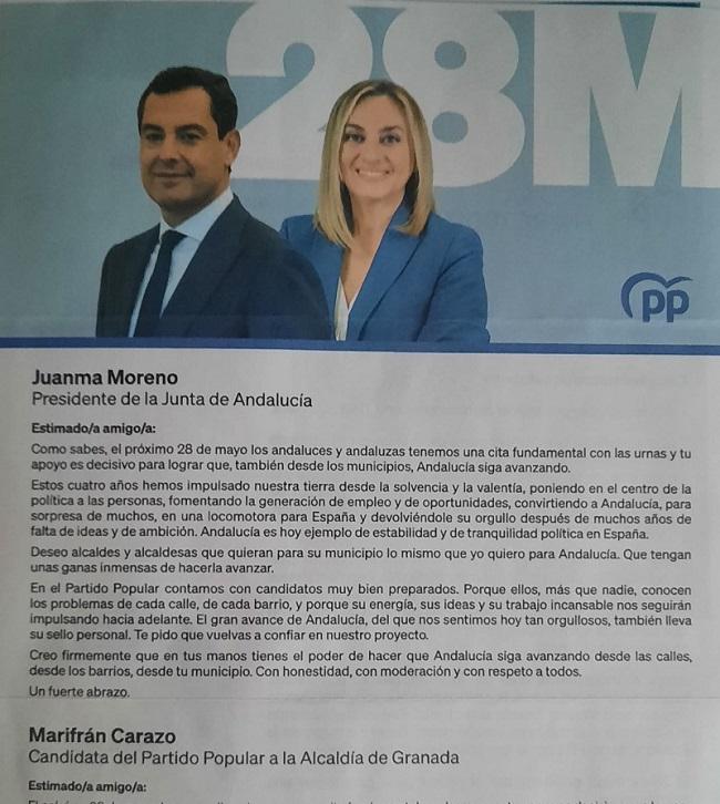 Detalle de la carta cuyo envío ordena paralizar la Junta Electoral.