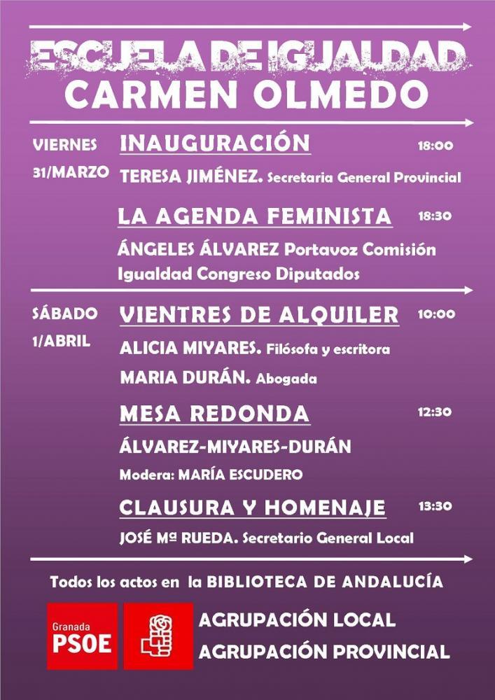Cartel de la Escuela de Igualdad Carmen Olmedo.