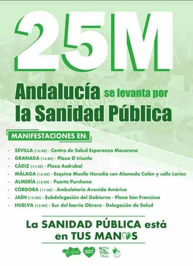 Cartel de las movilizaciones por la sanidad pública.