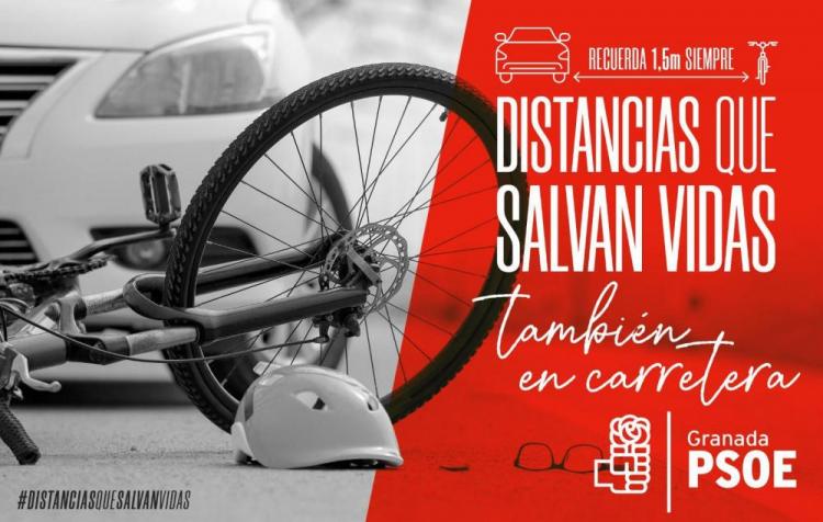 Cartel de la campaña para sensibilizar sobre la seguridad de los ciclistas en carretera.