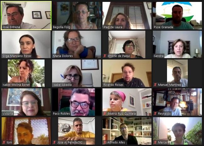 Imagen de la reunión telemática de la dirección provincial socialista. Imagen de la reunión telemática de la dirección provincial socialista.