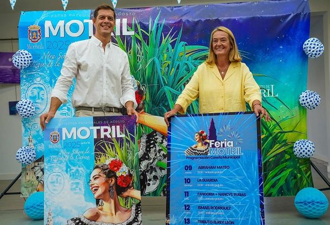La alcaldesa de Motril (Granada), Luisa García Chamorro, y el responsable de Fiestas y Eventos, Gerardo Romero, en la presentación de las Fiestas Patronales 2025.