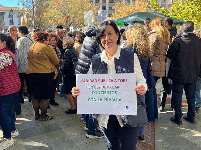 Francisca Santaella, en la última protesta por el deterioro de la sanidad pública andaluza.