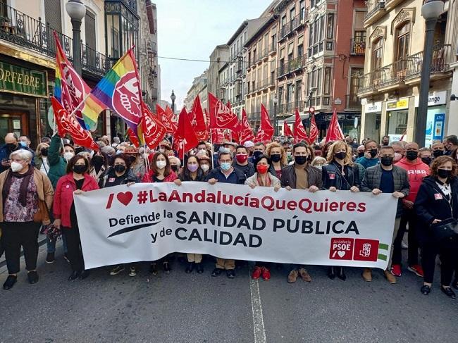 Representantes socialistas en la manifestación este sábado.