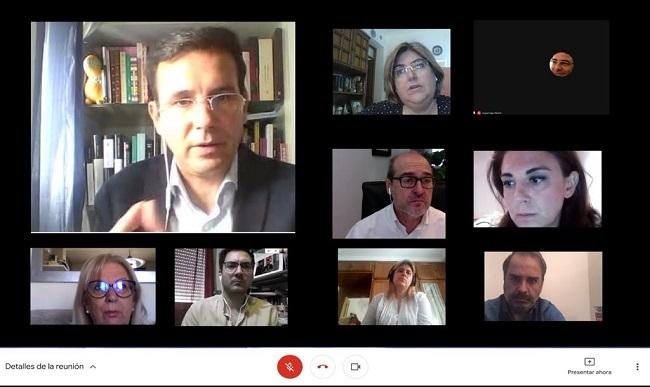 Concejales socialistas en una reunión telemática. Concejales socialistas en una reunión telemática.