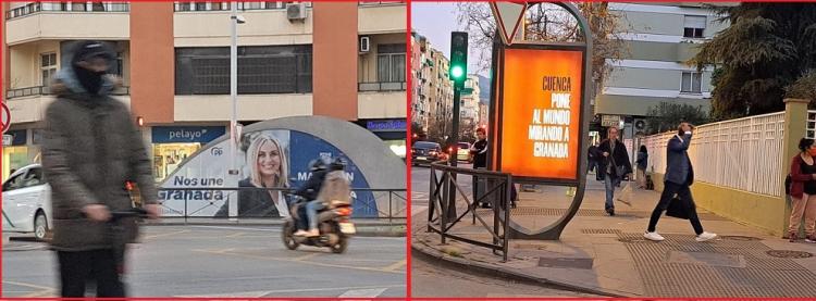 A la izquierda, la cartelería de Carazo y a la derecha, la de Cuenca.