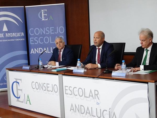 Javier Imbroda, este lunes, en el pleno del Consejo Escolar de Andalucía.