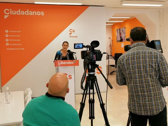 La parlamentaria Concha Insúa en rueda de prensa.