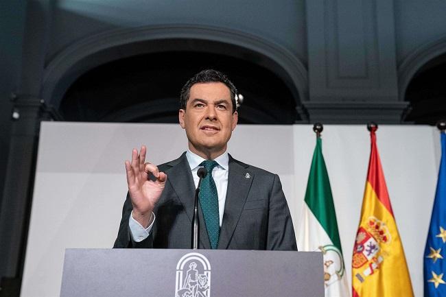 Juan Manuel Moreno, en rueda de prensa.