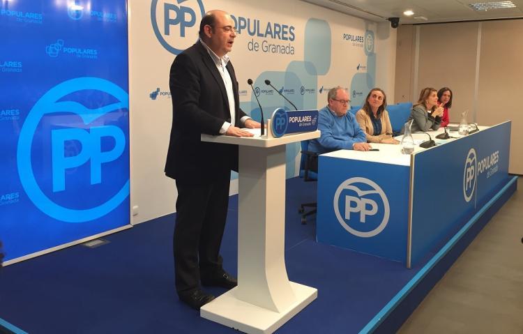Sebastián Pérez, en una reunión de la junta directiva provincial del PP.