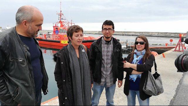 La candidatura de Unidas Podemos, este sábado en el Puerto de Motril.
