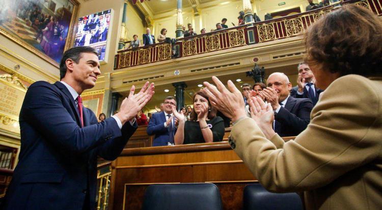 Pedro Sánchez, tras su intervención en la sesión de investidura de este martes.