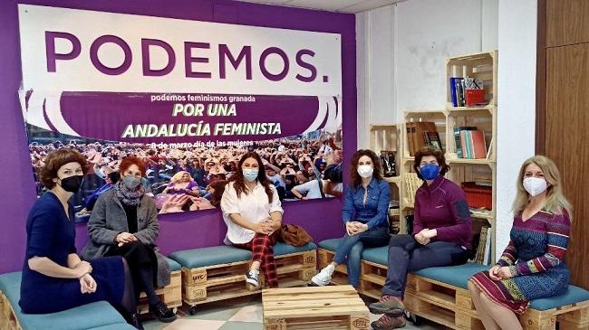 Concejalas de Podemos en el desayuno feminista celebrado este sábado.