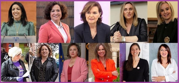 Marta Bosquet, Pilar Aranda, Carmen Calvo, Marifrán Carazo y Ana Tárrago. (Debajo y también de izquierda a derecha) Encarna Vargas, Mari Carmen Pérez, Sandra García, Rocío Díaz y Alejandra Durán.