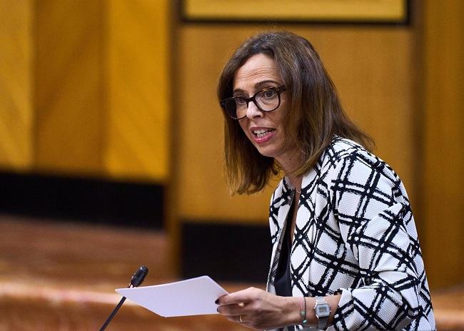 La consejera de Fomento, Articulación del Territorio y Vivienda, Rocío Díaz, en el Pleno del Parlamento andaluz.