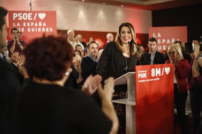 Susana Díaz, en el mitin celebrado este lunes en Granada. Susana Díaz, en el mitin celebrado este lunes en Granada.