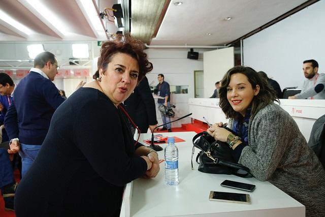 Teresa Jiménez y Mariola López, en el comité de este sábado.