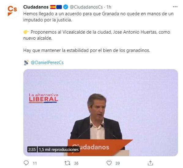 Tuit del dirigente de Ciudadanos.