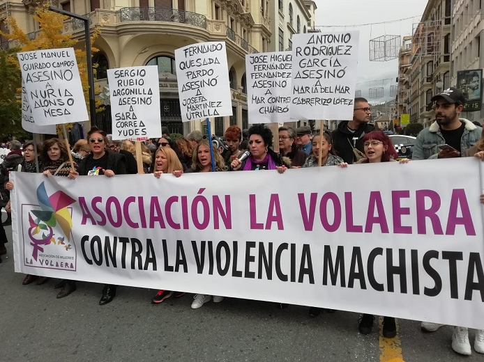 Integrantes de La Volaera, en la manifestación del pasado 25N.
