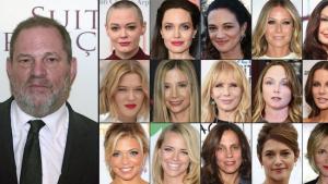 Harvey Weinstein y algunas de sus víctimas más famosas.