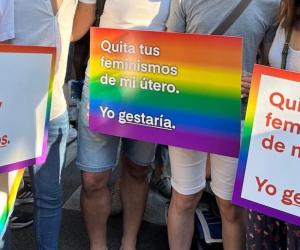 Una pancarta exhibida en Madrid en ela fiesta del Orgullo.
