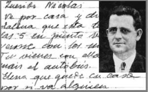 Imagen de Antonio Guzmán García, sobre la última carta que escribió para que su mujer e hijos fueran a verle a la cárcel antes de ser fusilado.