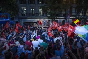 Noche electoral del 23J en la sede del PSOE.