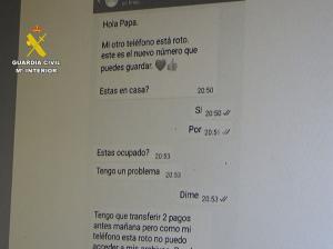 Captura de pantalla de una conversación del estafador con una víctima. 