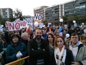 Representantes de Podemos en la concentración de Jaén.