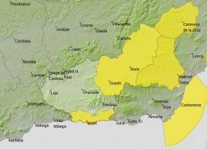 Captura de pantalla del mapa con los avisos. 