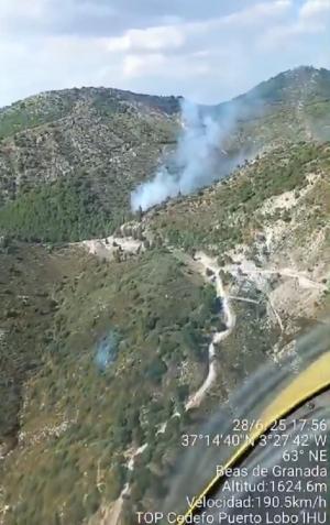 Incendio en Beas, en una imagen desde uno de los medios aéreos del Cedefo de Puerto Lobo.
