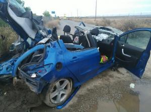 Coche accidentado en la A-92, en Aldeire, a finales de noviembre.