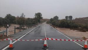 Carretera A4200 entre Baza y Benamaurel, una de las más afectadas por las lluvias.