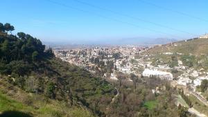 Parque de la Dehesa del Generalife, con el Sacromonte y Albaicín al fondo. 