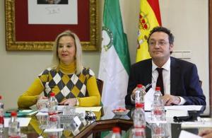 El fiscal general del Estado con la fiscal superior de Andalucía.