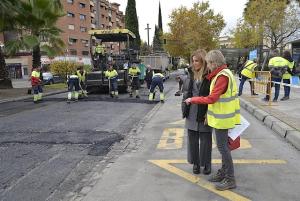 Reasfaltado del Paseo del Violón, este miércoles. 