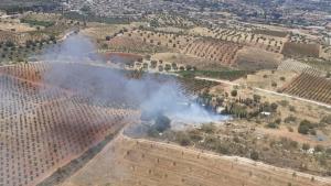 Imagen aérea del fuego en Huétor Vega. 