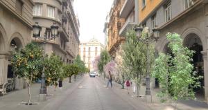 Recreación de cómo quedaría Ganivet con los árboles proyectados. 