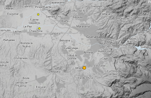 Captura de pantalla del IGN que localiza los terremotos de los últimos tres días. 