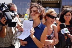Juana Rivas, a su salida de los juzgados de Granada en verano de 2017.