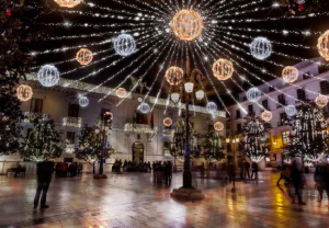 Recreación de las luces navideñas.