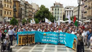 La manifestación a su llegada a Plaza Nueva, junto a la sede del TSJA.