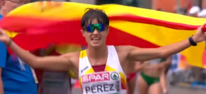 María Pérez a su llegada a meta.
