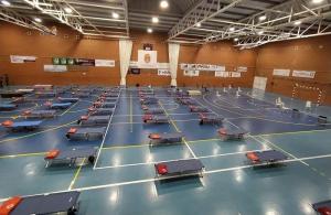 El pabellón, en una imagen de la pandemia, habilitado para personas sin hogar.