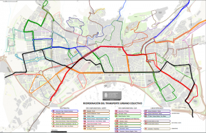 Mapa con todas las líneas de bus.