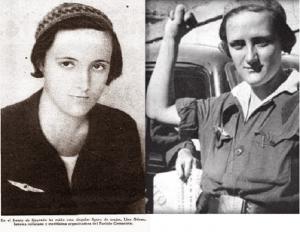 Dos de las últimas fotos de Lina hechas en el frente de Granada entre el 24 de julio y 14 de septiembre de 1936. Lucía el emblema de los aviadores huidos de la Base de Armilla.