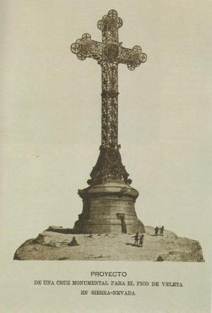 Lámina del proyecto de Cruz en el Veleta repartida por la revista La Alhambra el 15 de febrero de 1900.